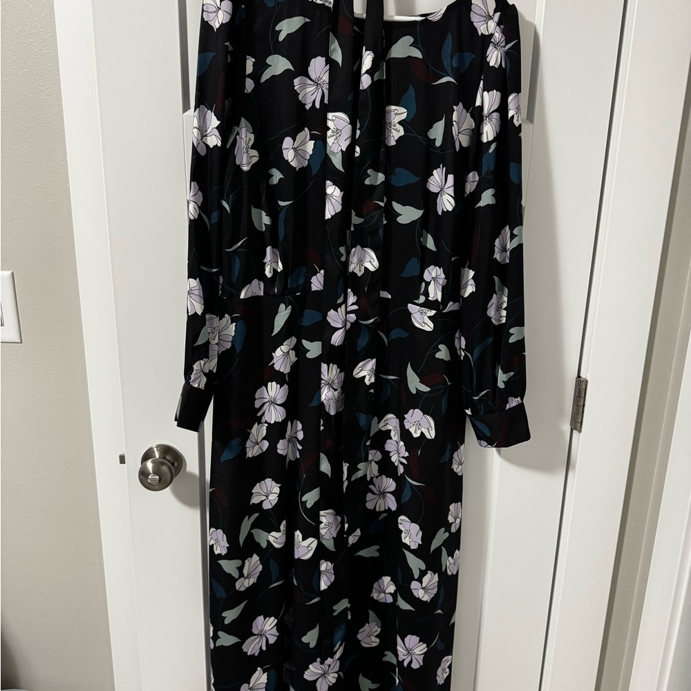 Ann Taylor Factory Black Floral Long Sleeve Dress